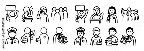 Protest Doodle Icons Grid