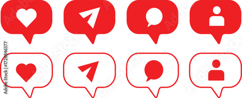 Social media notification icons, Social media Like, heart, comment, share icon, Social media notification icons comment, illustration,
