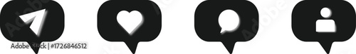 Set off Social media notification icons button, Social media Like, heart, comment, share icon, Social media notification icons comment, illustration,
