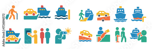 Ferry Crossing Activities Icons