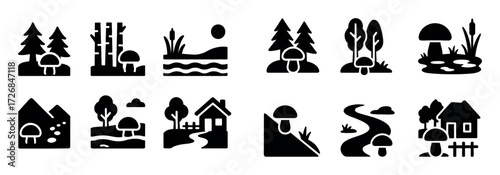 Mushroom Picking Icons
