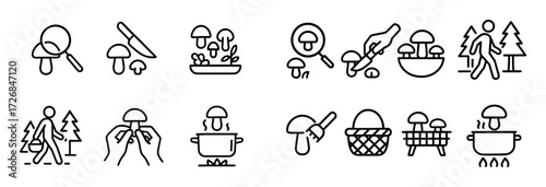 Mushroom Picking Icons