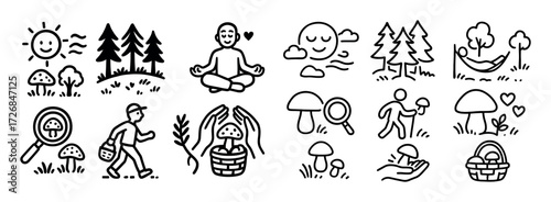 Mushroom Picking Benefits Icons