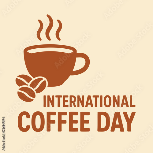 International Coffee Day Flat Vector Illustration with Coffee Cup Icon