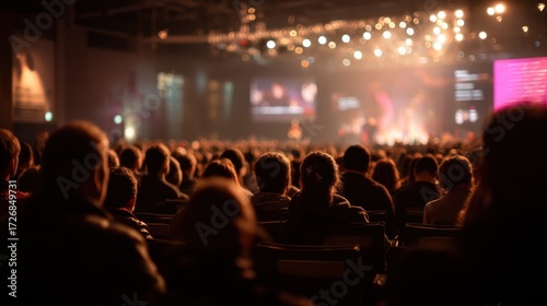 Large audience watching a performance in a hall