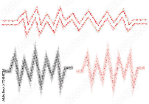 Vector sound wave composed dotted shape. Dotted shape in music outline and sound web composed