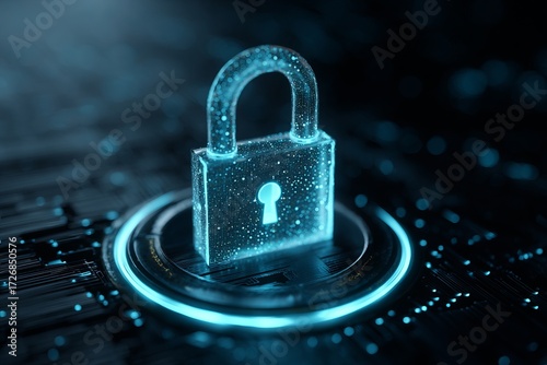 Wallpaper Mural Futuristic digital padlock symbolizing cybersecurity protection Torontodigital.ca