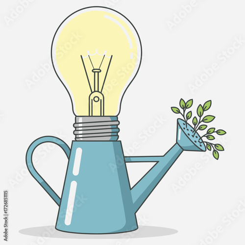 Visual metaphor illustrating the cultivation of bright ideas, fostering innovation, and nurturing creative concepts for sustainable growth and development