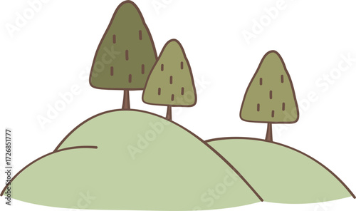 Hand drawn minimal pastel forest 