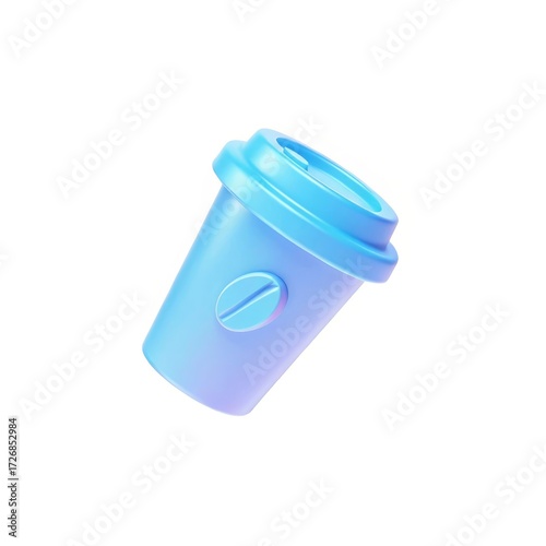 3D coffee cup icon. A to-go cup symbol for a coffee break, cafe, and hot beverages, isolated on a white background