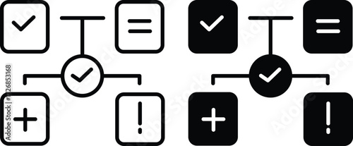 Workflow Decision Making Icon with Checklist, Tasks, and Process Management and vector silhouette..eps