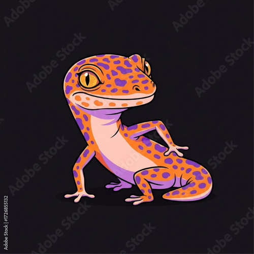 Whimsical Gecko A Playful Illustration of a Colorful Reptile