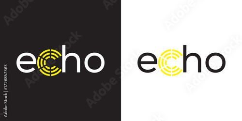 Echo logo design vector, echo typography text graphic icon concept