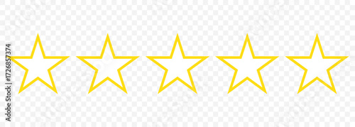 5 star rating icon. Rating stars vector icon. One stars customer product rating review flat icon. Yellow 1 star rating feedback for website, app, ui design. Vector illustration. EPS 10.