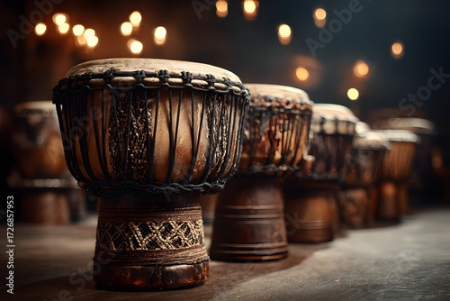 Elegant drums evoke passion, craftsmanship spotlighted in a luminous, focused studio setting.