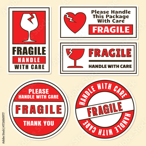 Fragile handle with care stickers set