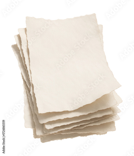 Torn blank pages with uneven textured edges.