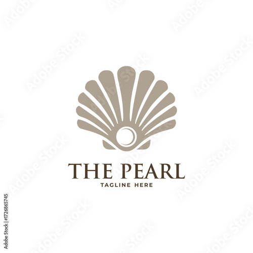 elegant logo stylized seashell with pearl
