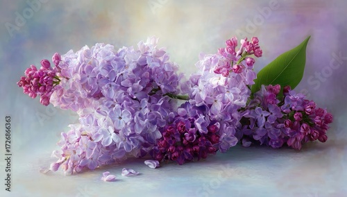 Delicate lilac blossoms in soft pastel hues