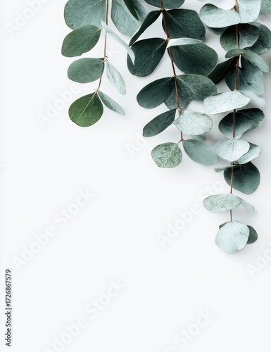 Eucalyptus sprigs on white background