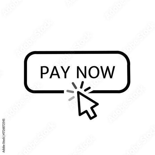 Pay now icon in flat style and arrow cursor