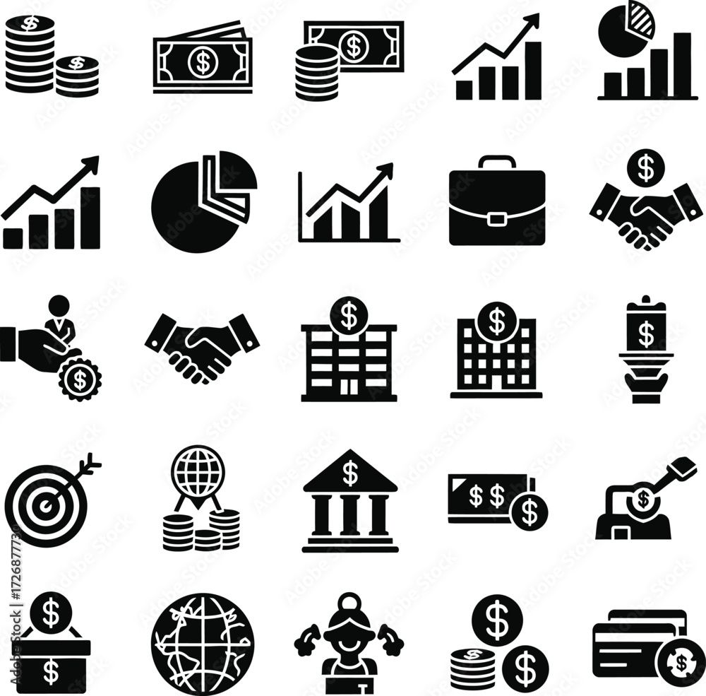 Naklejka premium Financial and business icons representing growth and investment