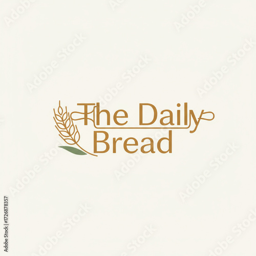 A minimalist vector logo for a bakery called 'The Daily Bread'. Incorporate a wheat stalk and a rolling pin into the lettering