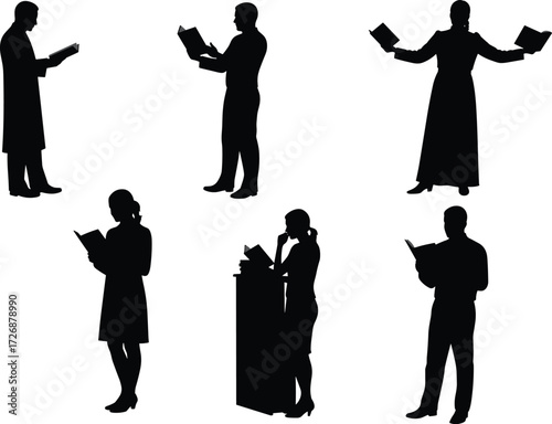 A collection of professional male carpenter silhouettes sawing wood on workbenches, a graphic illustration of manual labor.