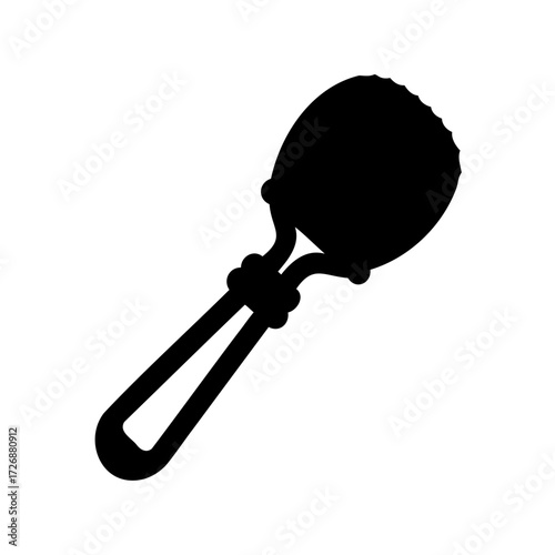 Silhouette image showcasing a traditional vintage style rattle toy for infants and toddlers