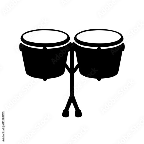 Bongos musical instrument, an image of two drums on a stand