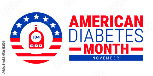 american diabetes month background, banner, card or poster design template is observed every year during November, to raise awareness about the mission. Vector illustration.