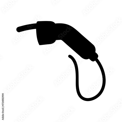 Electric Vehicle Charging Plug Silhouette on White Background for Sustainable Transportation