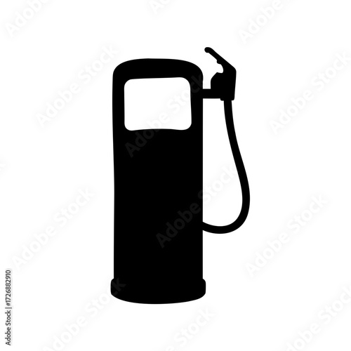 Black silhouette of a fuel pump on a white isolated background