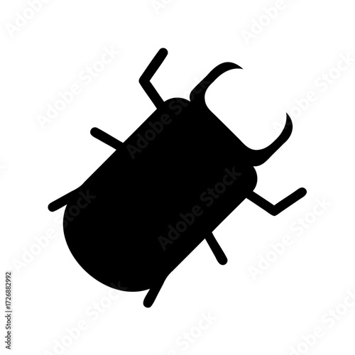 Silhouette of a Stag Beetle with Prominent Mandibles and Stout Legs