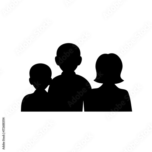 Silhouette of a Family with a Child, Father, and Mother Together