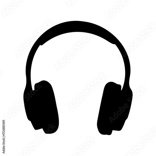 Minimalist Black Silhouette of Headphones on White Background for Audio Listening