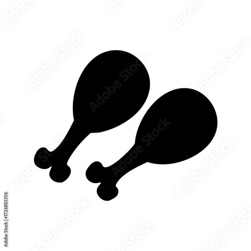 Silhouette of two delicious and juicy chicken drumsticks on a white background