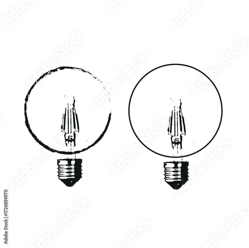 Lightbulb Icon Set. Bulb lamp icon in thin flat style. Electric lamp, light, innovation. Idea light bulb icon vector illustration.