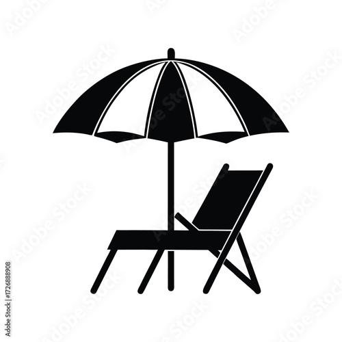 Beach Umbrella With Chair Icon