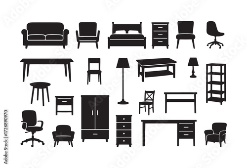 Furniture Silhouettes Set Isolated
