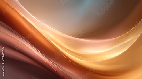 Abstract Warm Metallic Curved Lines on Smooth Gradient Background