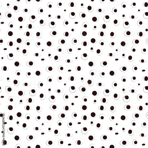 Spooky seamless pattern with creepy hand drawn eyes, perfect for Halloween textile print or abstract monochrome background.