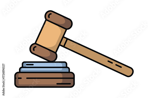 Judge gavel silhouette icon and judge hammer vector illustration