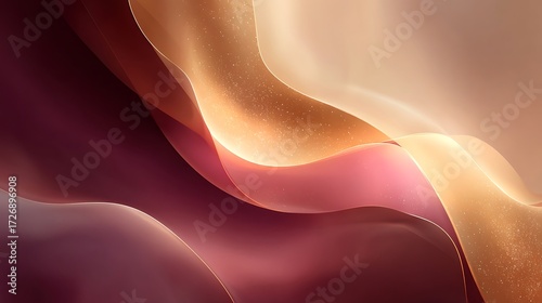 Abstract Warm Color Waves with Glittering Particles in Soft Lighting for Artistic Backgrounds