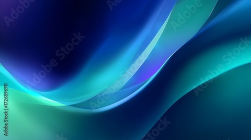 Abstract Blue Green Wave Pattern on Dark Background for Digital Design