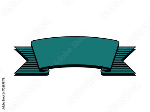 Teal ribbon banner vector graphic for declarative titles and design elements scalable eps silhouette vector illustration white background