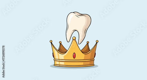 Tooth crown vector illustration, dental health symbol, king of teeth concept for oral hygiene and dentistry.
