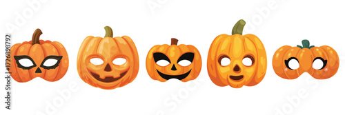 A set of cute halloween pumpkin masks for halloween costume dress up