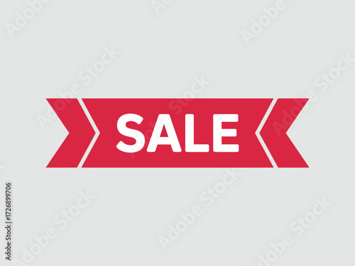 Bright red banner vector graphic featuring the word sale declarative illustration for promotions and discounts silhouette vector illustration white background