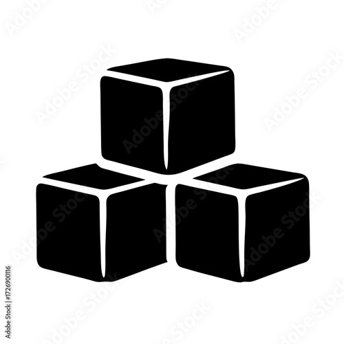 Three black cube objects stacked on top of each other in a pattern